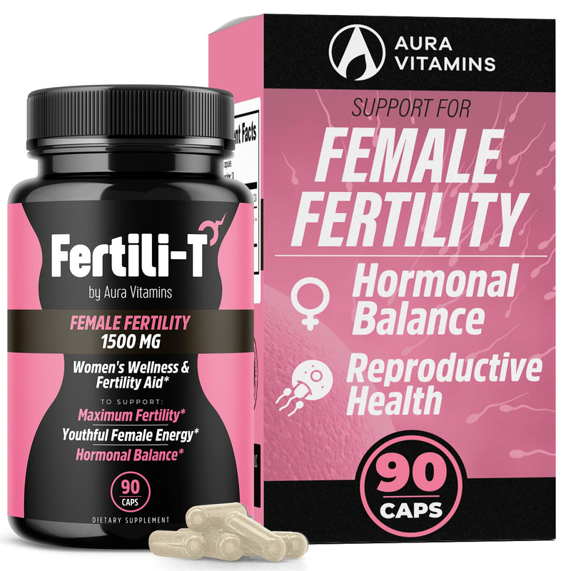 Fertili-t Female (90 Caps) Natural Fertility Support, Hormonal Balance & Prenatal Vitamins for Women, Conception Support, Natural Fertility Supplement with Aguaje & Red Maca (30-Day Supply) (1) 1