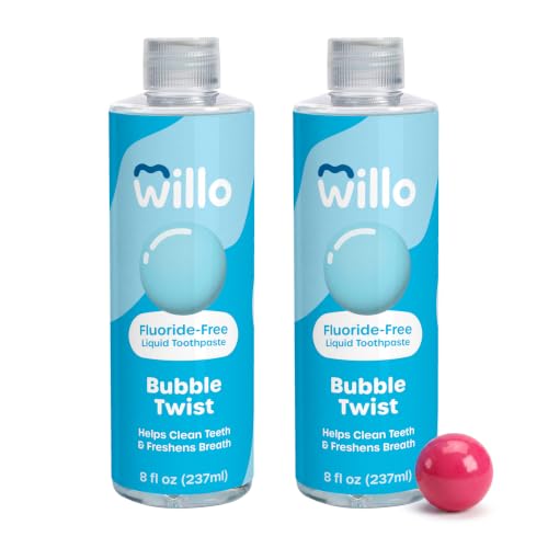 Willo AutoFlo Plus Liquid Kids Toothpaste, 2-Pack, 8oz, Bubble Twist 8 Fl Oz (Pack of 2)
