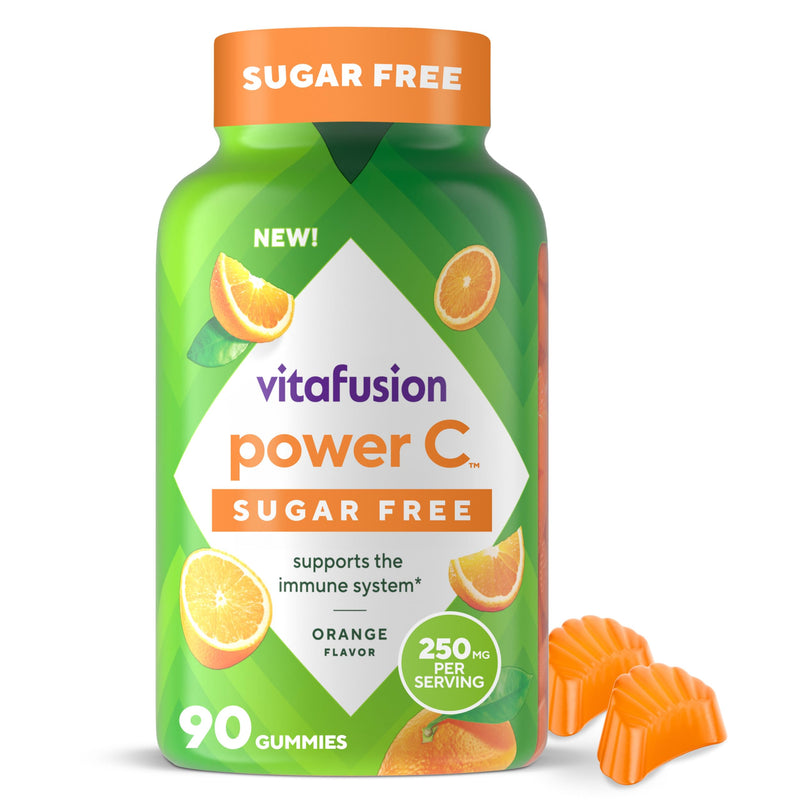 Vitafusion Power C Vitamin Gummies | Sugar Free | 250 mg | 90 Count | Adult Gummy Vitamins for Women & Men | Orange Flavor | Gluten-Free Supplement 90 Count (Pack of 1)