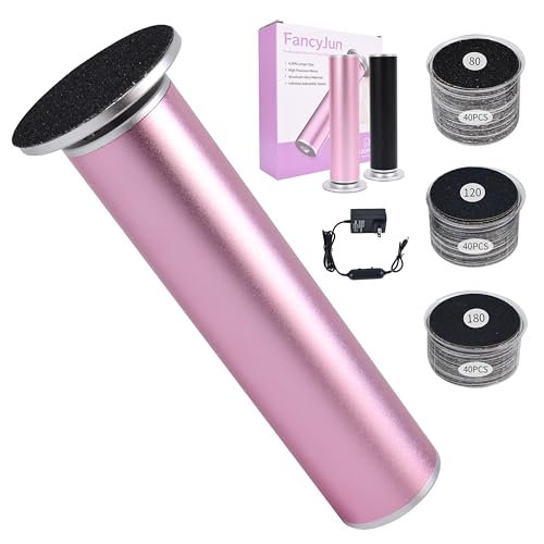 FancyJun Electric Foot Callus Remover with 120pcs Sandpaper Discs(3 Sizes), Professional 800RPM Aluminum 4.8 Inches Callus Remover for Feet, Stepless Speed Control for Dead Skin (Purple) Purple