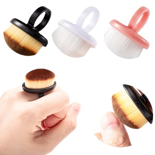 3PCS Ring Fingernail Brush Soft Nail Dust Brush, Multicolor Nail Scrubber Brush Small Nail Tech Manicure Brush Tools for Toe and Fingernail Men Women