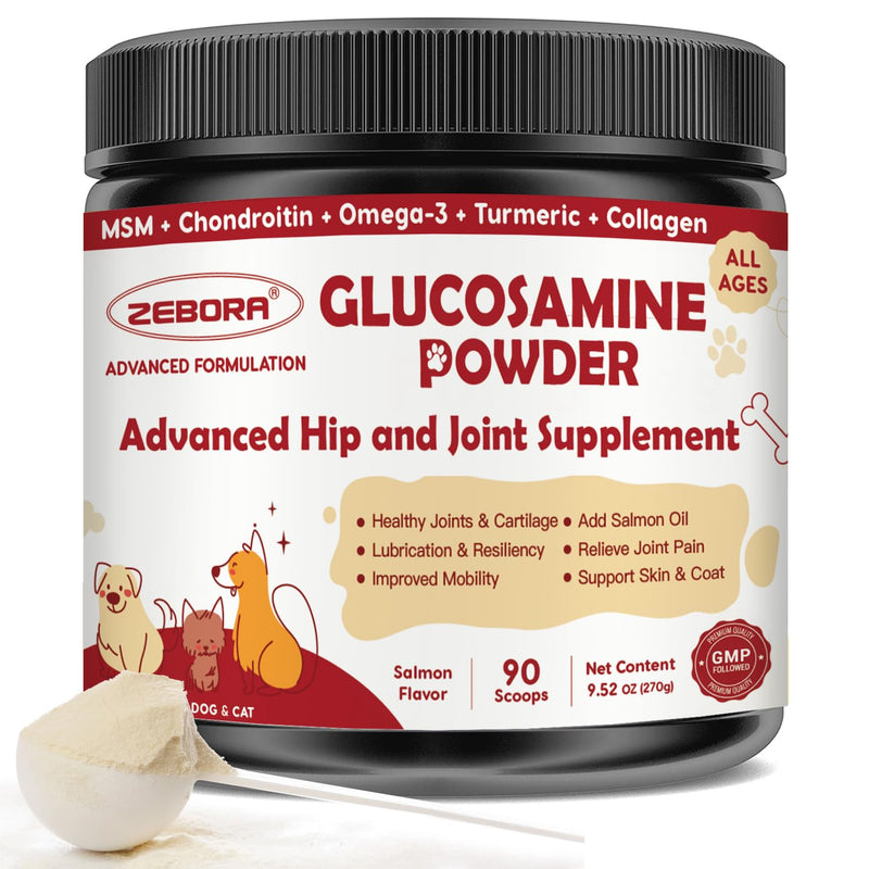 Glucosamine for Dogs - Joint Supplement for Dogs - Glucosamine Chondroitin, MSM, Omega-3, Collagen, Dog Hip and Joint Pain Relief, Support Mobility, Cartilage & Bone for Small & Large Breeds, 270g 90 Scoops
