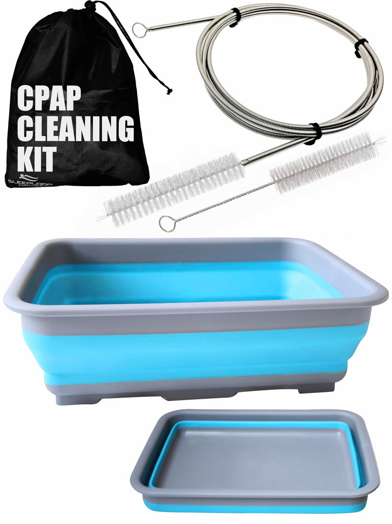 CPAP Cleaning Kit Hose and Mask for CPAP Hanger Dryer with 6.9 ft Thick Wire Brush, Collapsible Wash Basin, Compatible with 22mm and 15mm Hose, Extra Soft Bristles Cleaner CPAP Supplies Hose Dryer Cleaning Set