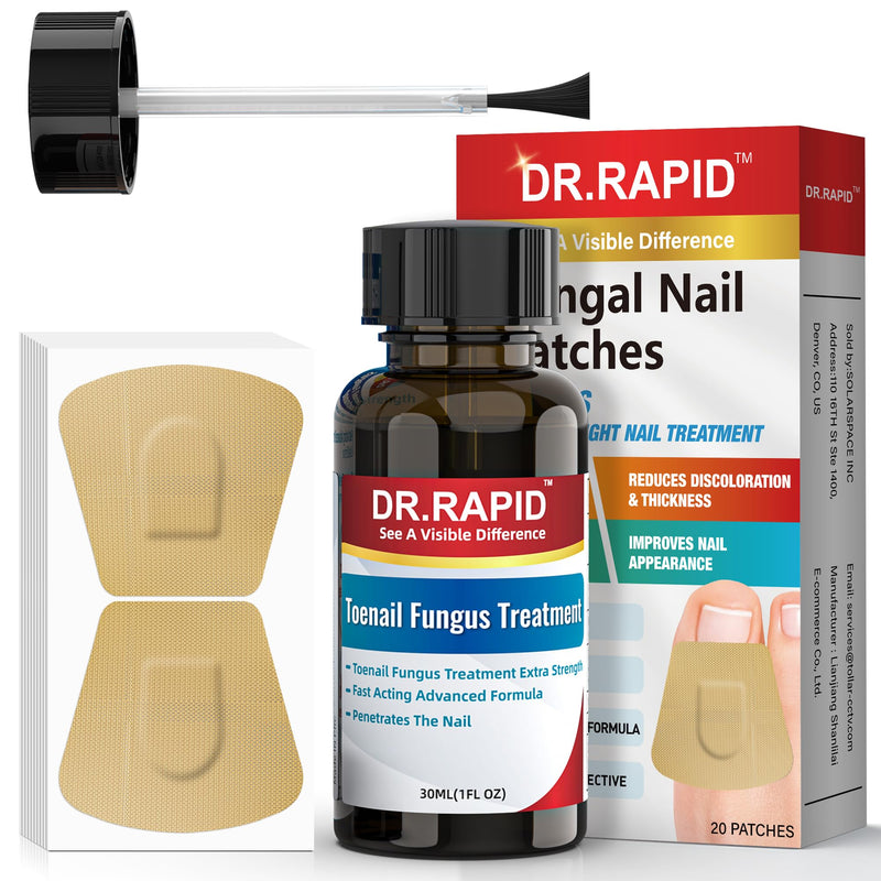 Toenail Fungus Treatment Extra Strength - 30mL Toenail Fungus Treatments Liquid & 20 Fungal Nail Patches Nail Repair for Damaged Nails, for Fungi Nails, Athletes Foot - Nail Care Kit 1 Count (Pack of 2) - BeesActive Australia