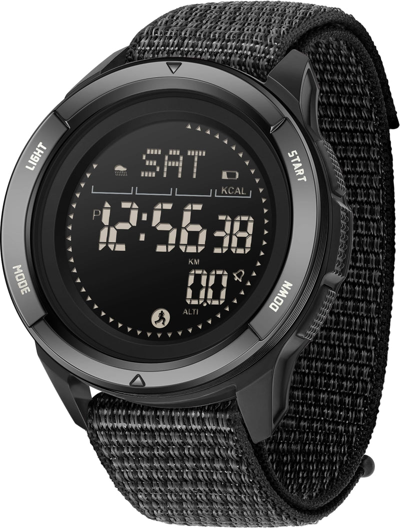 findtime Men's Digital Watch Pedometer Step Counter Watches Military Compass Waterproof Wrist Watch Tactical Sport Watch Calories Counter Pacer Running Wristwatch LED Light Stopwatch Countdown Black_2197 - BeesActive Australia