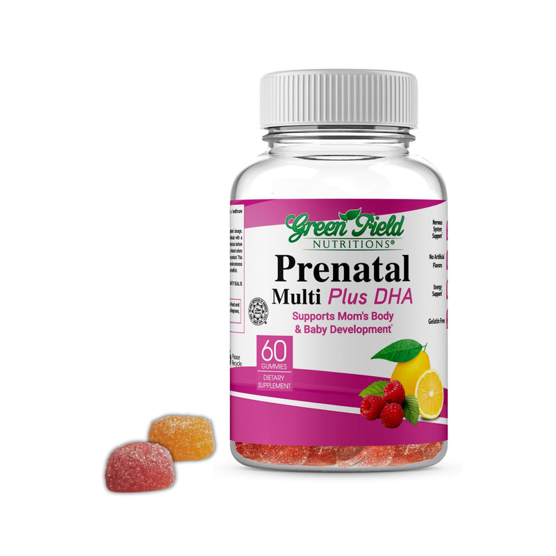 Greenfield Nutritions Halal Prenatal Gummies with DHA and Folic Acid - Essential Prenatal Pregnancy Multivitamin - Contains 17 Vitamins for Mom to Be - Easy to Swallow
