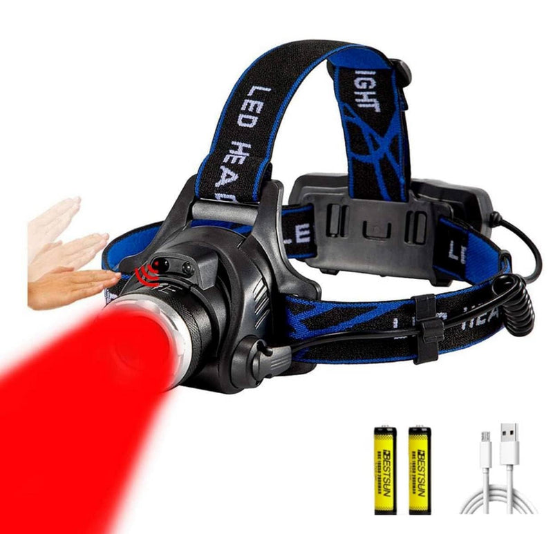 LUXNOVAQ Rechargeable Red Light Headlamp, Motion Sensor Super Bright Headlamp with Red Light, 3 Modes Zoomable Waterproof Predator Hunting for Coyote, Hog, Coon Hunting Light, Night Vision - BeesActive Australia
