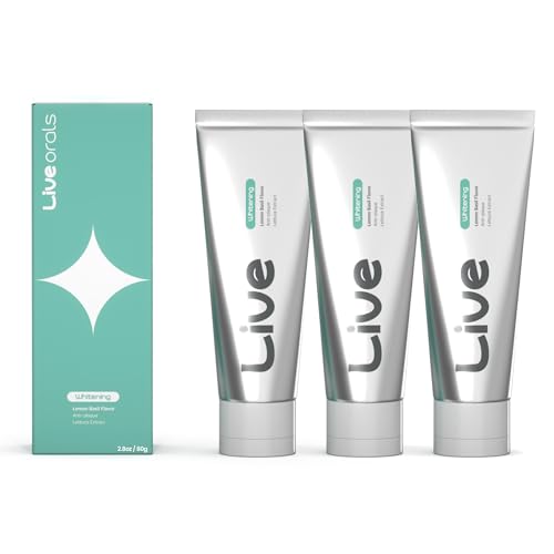 LiveOrals Whitening Toothpaste 80g x 3 – Fluoride-Free, Nano Hydroxyapatite & Hydrogen Peroxide, Sensitive Teeth, Enamel Strengthening, Natural Mint Gel Pack of 3