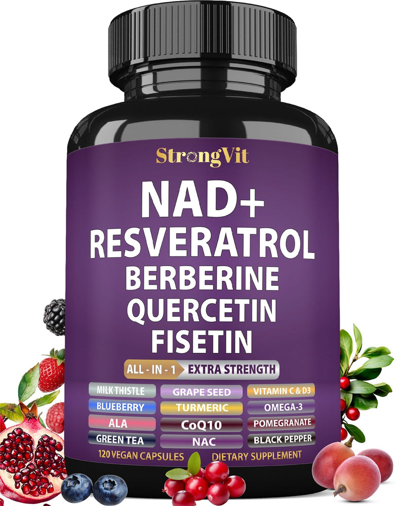 NAD Resveratrol Supplement for Women & Men. Support Cellular Health, Energy + Healthy Aging. Advanced Formula, Plus Third-Party Lab Tested in USA (120 Capsules) 120 Count (Pack of 1)
