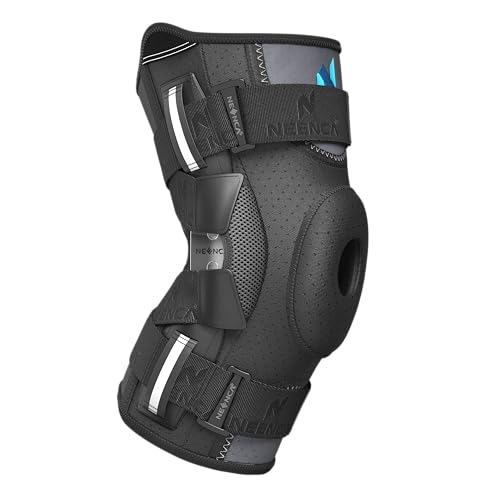 NEENCA Professional Knee Brace for Knee Pain, Hinged Knee Support with Patented X-Straps Fiting System, Strong Stability for Joint Pain Relief, Arthritis, Meniscus Tear, ACL, PCL, MCL, Sports, Workout X-Large Black-Single