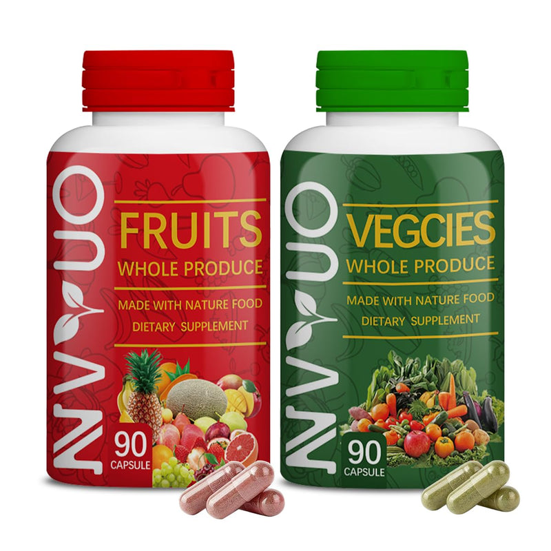 Fruits & Veggies Capsules - 90 Fruit and 90 Veggie Whole Food Supplement - Supports Energy Levels, High Lycopene, Vitamins & Minerals