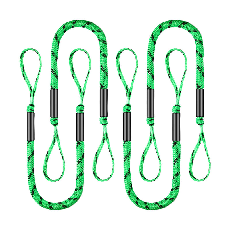 4 Pcs Boat Bungee Dock Lines, 4 Feet Mooring Rope for Docking Stretches to 6 Feet, Mooring Line Boat Accessories Docking Ropes PWC Dock Ties for Boats (Green and Black) Green and Black 4P - BeesActive Australia