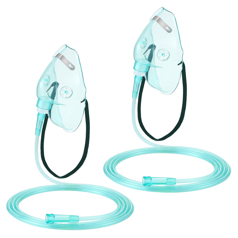 Geiserailie 2PCS L Oxygen Mask with 6.6 Ft Tubing and Adjustable Elastic Strap, Adult Oxygen Mask with Tubing, Breathing Masks for Face Adult Size L - BeesActive Australia