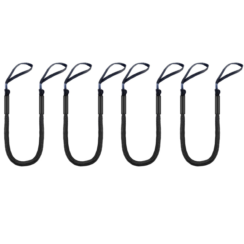 Marine Bungee Dock Lines for Boat 4-Pack, Braided Rope with Loops, Boat Tie Down for Dock, (4ft Black)