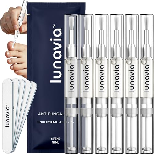 Lunavia Antifungal Pen – Cures Most Athlete’s Foot, Jock Itch, and Ringworm - 25% Undecylenic Acid with added Tea Tree, Jojoba, Clove Bud Oils & Aloe - 6-Pack Twist Pen (18ML Volume) 6 Pack