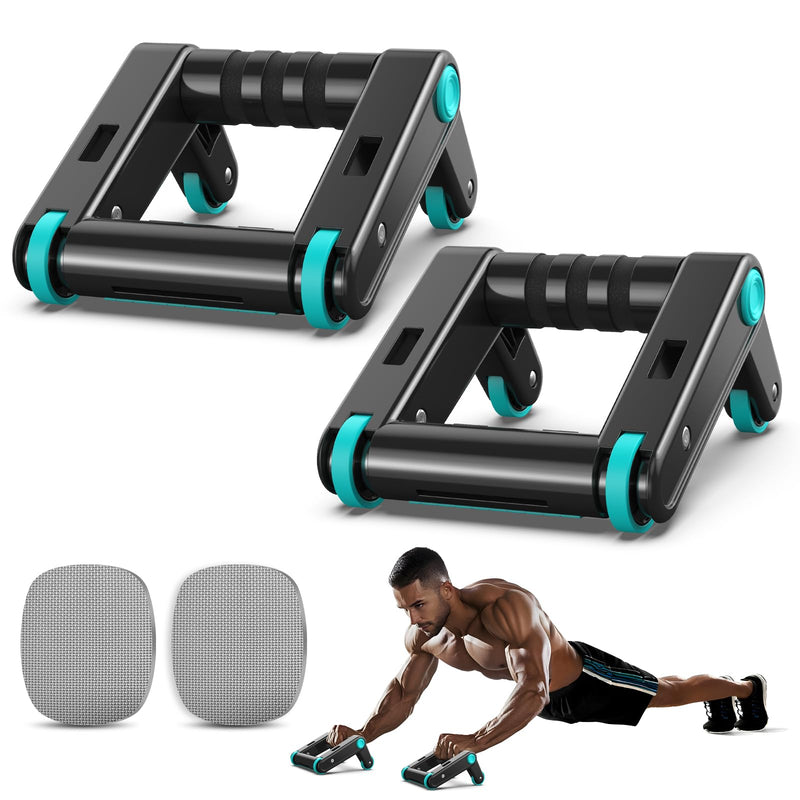 Ab Roller Wheel, 2-In-1 Exercise Roller Wheels, Push-Up Bar, Abdominal Exercise Machine, Ab Workout Equipment for Core Strength Training, Abs Exercise Roller with Knee Pad for Women Men Home Gym