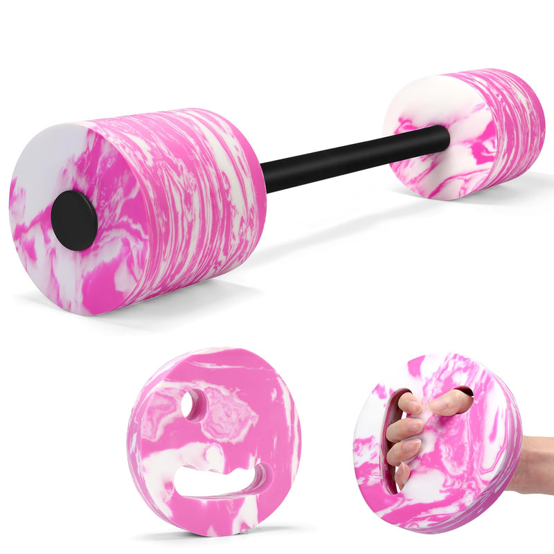 29.3’’ Swimming Barbell with Water Exercise Discs Swim Dumbbell High Density EVA Foam Aquatic Exercise Equipment Swimming Aid for Adults Pink