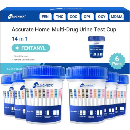 [6 Pack] HEAL-CHECK 14 Panel Drug Test Cup with Fentanyl for Home,Workplace 6 PACK