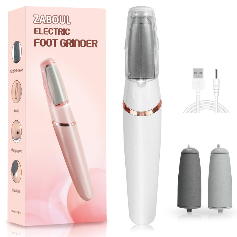 Electric Foot Callus Remover, ZABOUL Electric Foot File Callus Remover Rechargeable Portable Pedicure Tool Kit, Smooth Pedicure Wand for Feet Care, Removes Dry Hard & Dead Skin Ideal Gift (White) White - BeesActive Australia