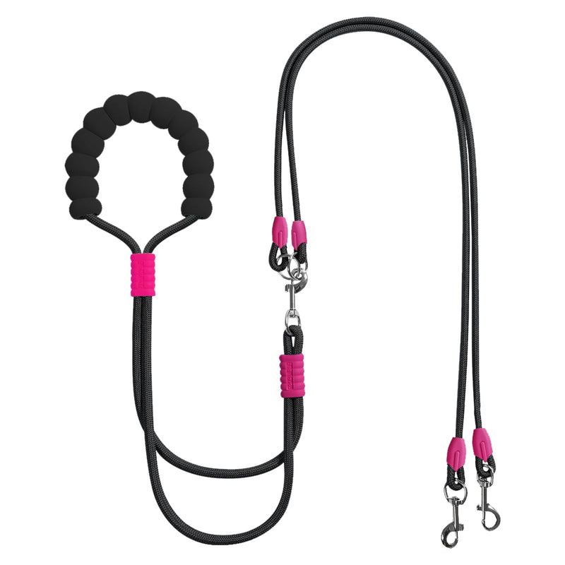 Double Dog Leash for Two Dogs,Dual Hands Free Dog Leashes,360 Swivel No Tangle Walking Leash,Soft Padded Handle,Adjustable Crossbody Waist Rope for Small Medium Large Dogs,Black Black - BeesActive Australia