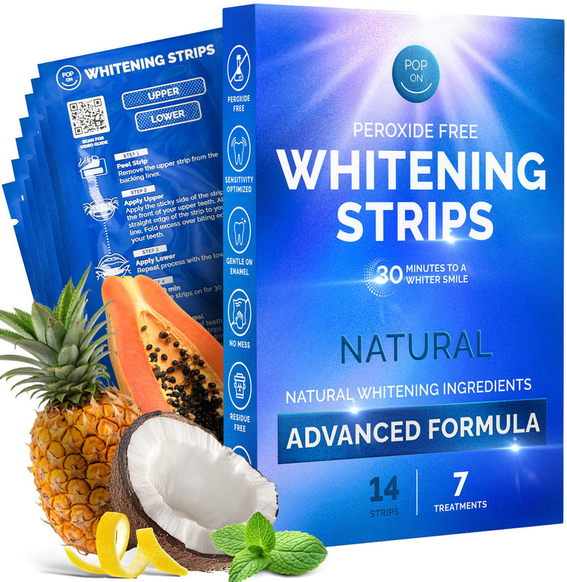 Whitening Strips for Sensitive Teeth ‚Äì Enamel Safe, Peroxide-Free Coconut Teeth Whitening Strips with Natural Enzymes ‚Äì Gentle White Stips for Sensitive Gums (14 Count, Mint) - BeesActive Australia