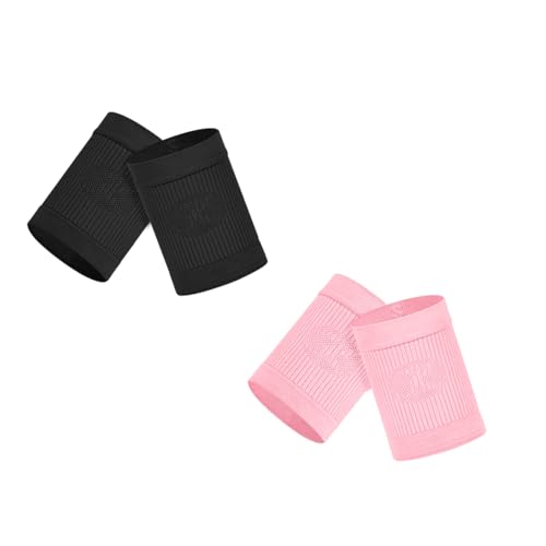 KEKING Compression Wrist Sleeves - 2 pairs (Black, Medium+ Pink, Medium)