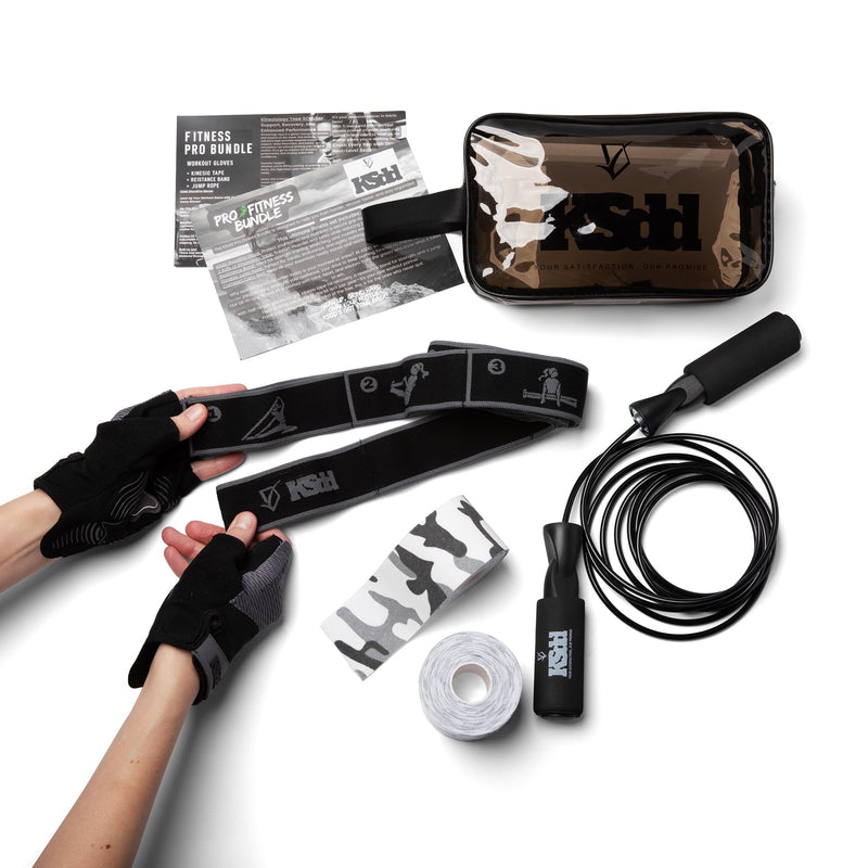 Home Suspension Training Kit & Workout Gloves – Fabric Resistance Band, Kinesiology Tape, Weightlifting Gloves, Jump Rope – Portable Workout Equipment for Strength Training & Fitness Small Fitness Gloves