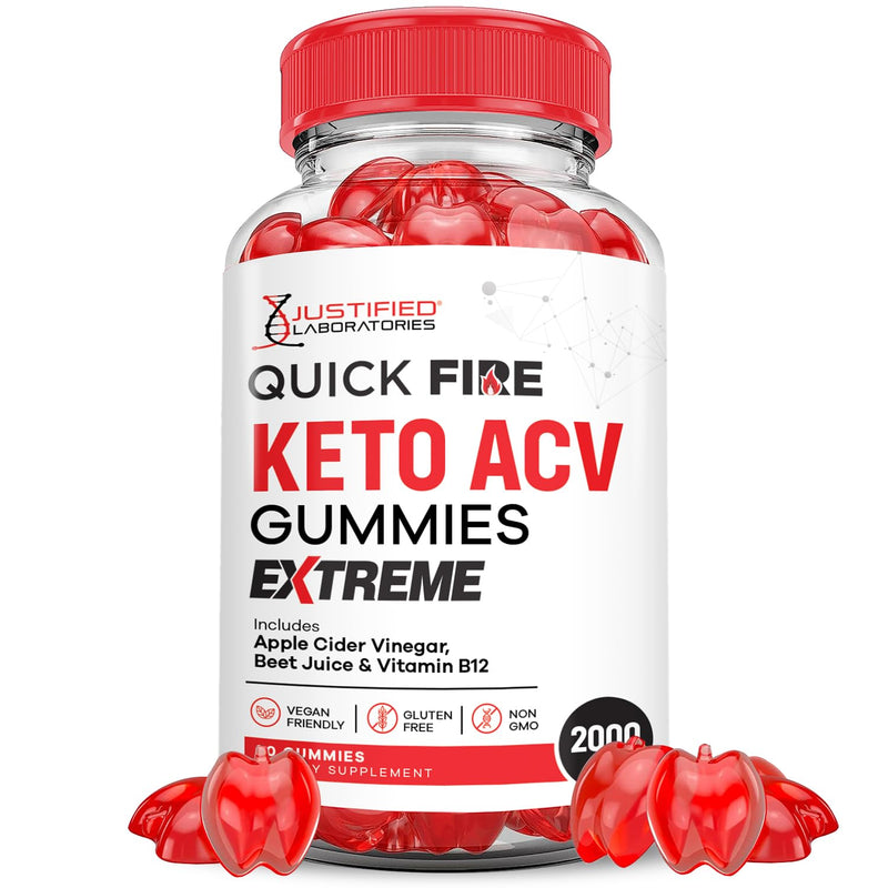 Quick Fire Keto ACV Gummies Extreme 2000MG QuickFire Keto Gummies Apple Cider Vinegar Formulated with Pomegranate Beet Juice Powder B12 Vegan Non GMO 60 Gummys 60 Count (Pack of 1)