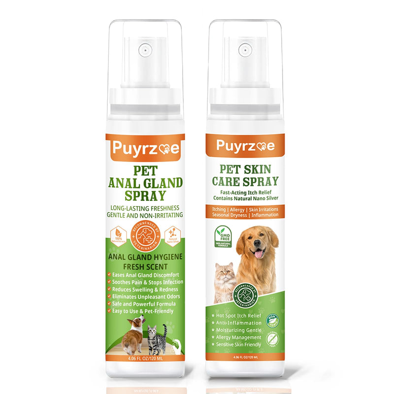 puyrzoe Pet Itch Relief Hot Spot Spray & Pet Anal Gland Spray, Anti Itch and Allergy Relief & Fast Relief for Anal Glands Soothes Itching