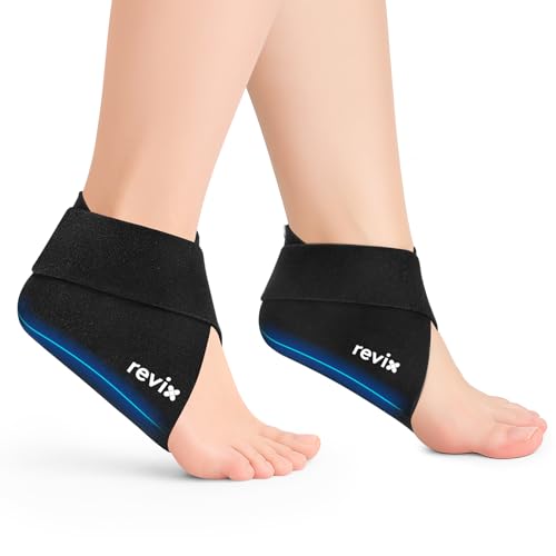 REVIX Heel Ice Pack Wrap for Plantar Fasciitis & Heel Spurs, Hot & Cold Gel standard 2.0
