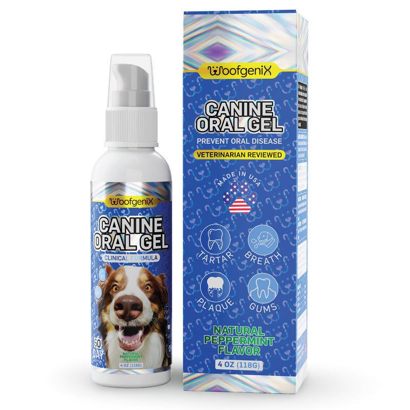 Dog Teeth Cleaning Gel - Canine Tooth Brushing Alternative - Vet Reviewed to Eliminate Plaque, Tartar & Bad Breath - Breath Freshener - Natural Peppermint (60 Day Supply)