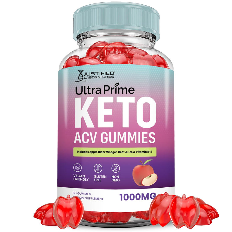 Ultra Prime Keto ACV Gummies Advanced Formula 1000MG UltraPrime Keto Gummies Apple Cider Vinegar Formulated with Pomegranate Beet Juice Powder B12 Vegan Non GMO 60 Gummys 60 Count (Pack of 1)