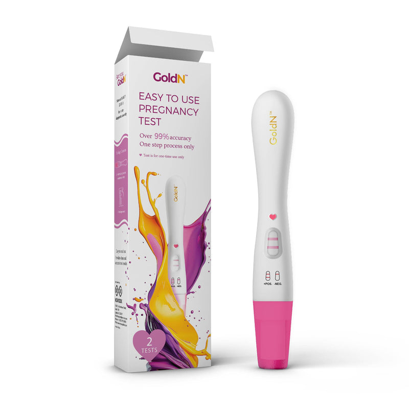 GoldN™ Early Detection Pregnancy Test for Women – HCG Midstream Kit | 99% Accurate & Easy-to-Use | Fast Results with Pink Heart Indicator | Mess-Free, FDA-Approved, Discreet Strips | 2 Tests - BeesActive Australia