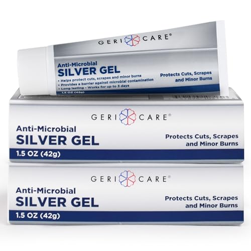 Antimicrobial Silver Gel by GeriCare| Wound Care Cream for Cuts Scrapes Minor Burns| Natural Topical Skin Healing Ointment| 55PPM Colloidal Silver Gel |Long-Lasting Protection|1.5oz | Pack of 2