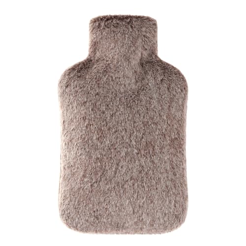 Hot Water Bottle with Luxury Cosy Faux Fur Cover, 2L Leakproof Hot Water Bag for Neck, Shoulder Pain Relief, Hot and Cold Therapies for Women,Men, Brown