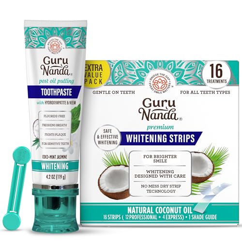 GuruNanda Ultimate Whitening Bundle – Hydroxyapatite Toothpaste & 16-Day Whitening Strips for a Brighter Smile & Stronger Teeth