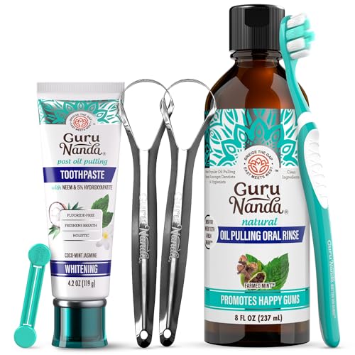GuruNanda Daily Oral Care Bundle – Hydroxyapatite Toothpaste & Coconut Oil Pulling Mouthwash for Stronger Teeth & Happier Gums