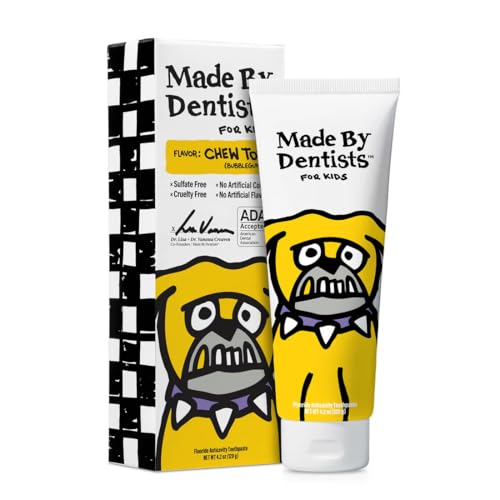 Made by Dentists Kid's Bulldog Fluoride Anticavity Toothpaste 4.2 oz - Bubble Gum 3-Pack New!