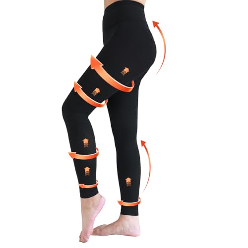 Medical Compression Leggings for Women & Men, 20-30mmHg Compression Tights X-Large Footless/Black