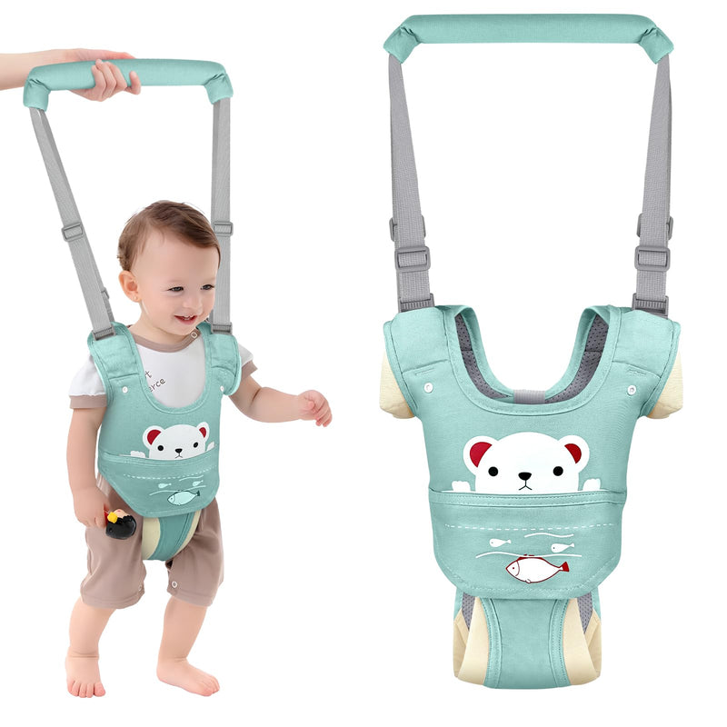 Baby Walking Harness, Handheld Baby Walking Helper for Toddlers with Detachable Crotch, Walk Support Assist Trainer Tool for 7-24 Month Old(Green) Green - BeesActive Australia