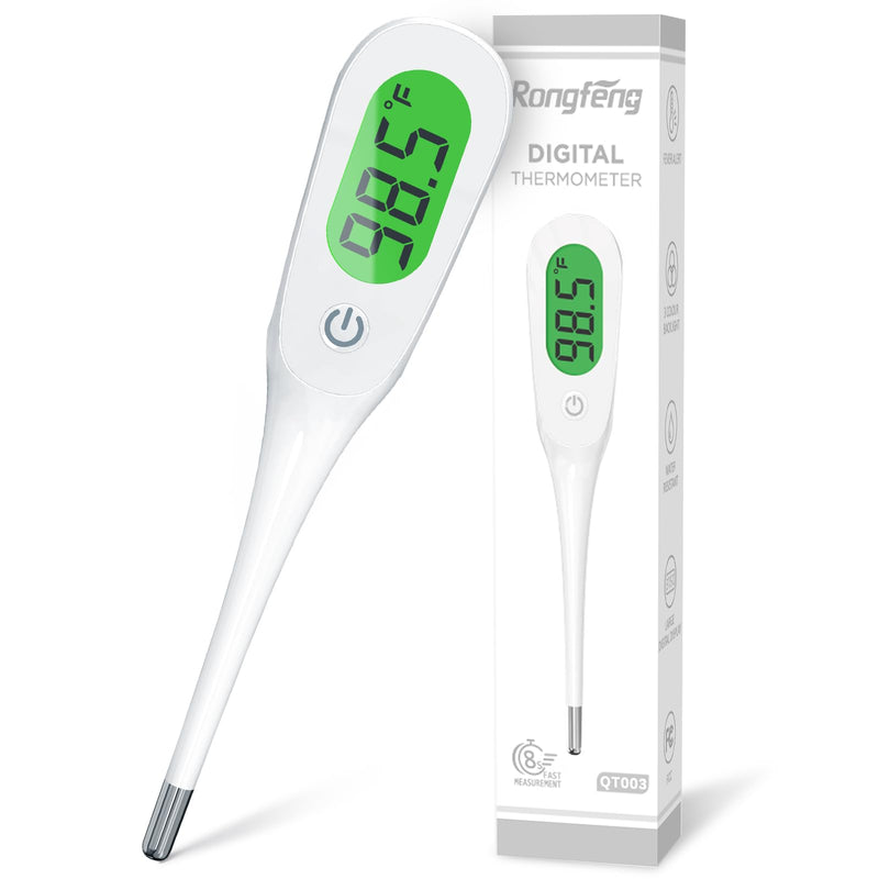 8 Seconds Digital Oral Thermometer for Adults and Kids, Accurate Baby Thermometer with Fever Alarm and 3 Color Backlit Medical Basal Thermometer for Rectal, Underarm