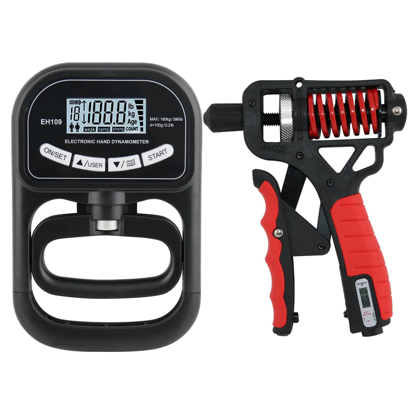 Captain Grip Strength Tester and Trainer Set – Electronic Hand Dynamometer (400lbs/180kg) & Adjustable Resistance Grip，Electronic Counting Grip - BeesActive Australia