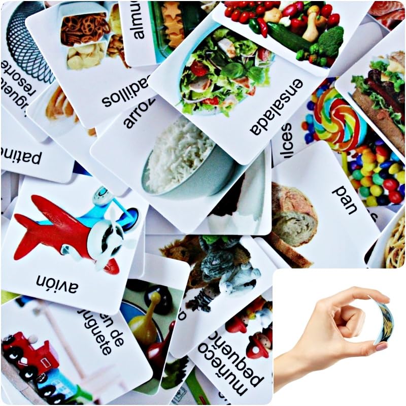 Smile4Autism Small 1.5"x1.5" Loose Spanish Visual Picture Cards, Receptive and Expressive Language, Speech Articulation Therapy, ASD, ADD, ADHD, Apraxia, & Stroke Patients Spanish Real Photos 166 Pcs. Small Plastic