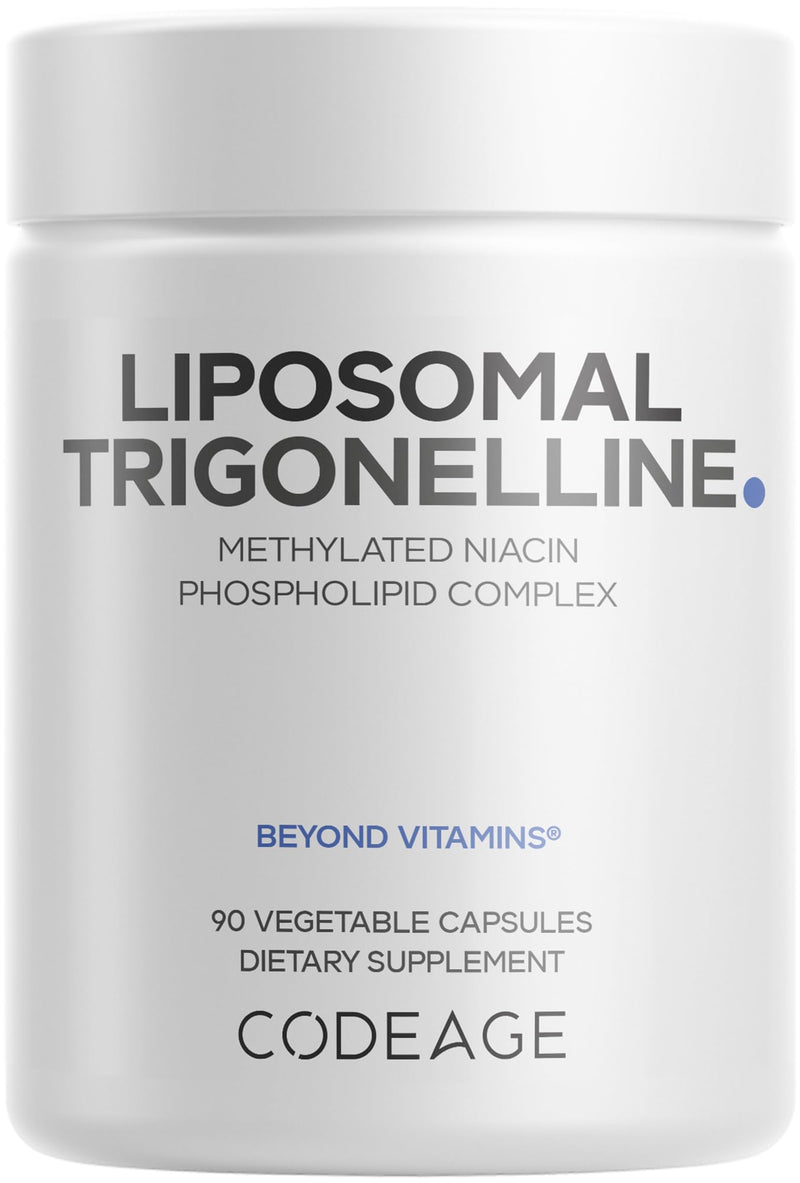 Codeage Liposomal Trigonelline, 250mg, Plant-Based, Vegan, 90 Capsules | Liposomal trigonelline supplement, 250 mg per serving, a plant-based alkaloid. Three-month supply. Vegan, non-GMO.