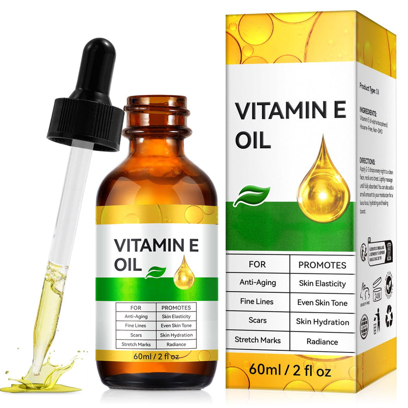 Vitamin E Oil, Vitamin E Oil for Skin, Scars, Face & Full Body, Moisturize Dry Skin and Radiant Skin, Body Bath Oils, Organic Pure Easy to Absorb 1 pack Vitamin E Oil