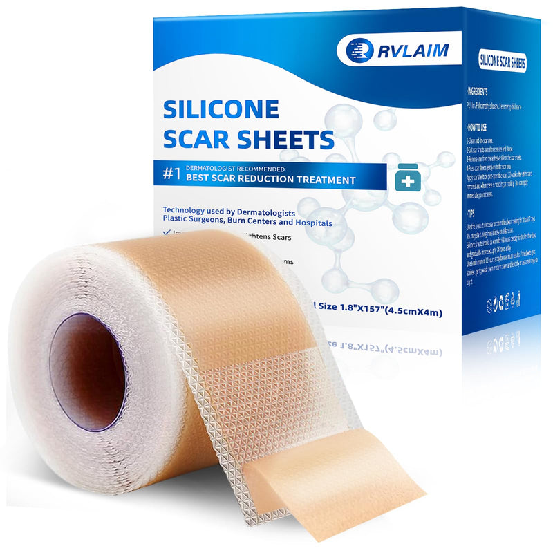 Silicone Scar Sheets, Silicone Scar Tape(1.8‚Äù x 157‚Äù Roll 4M), Silicone Scar Sheets for Surgical Scars, Keloid Bump Removal, Stretch Marks Removal, C-Section, Burn et Brown