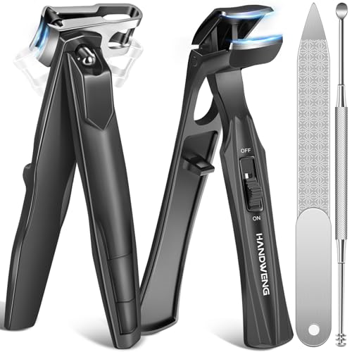 Toenail Clippers for Seniors Thick Toenails, Angled Head Large Toe Nail Clippers for Thick Nails for Men, 360° Rotating Nail Clippers with Long Hande, Heavy Duty Fingernail Clippers with Wide Opening