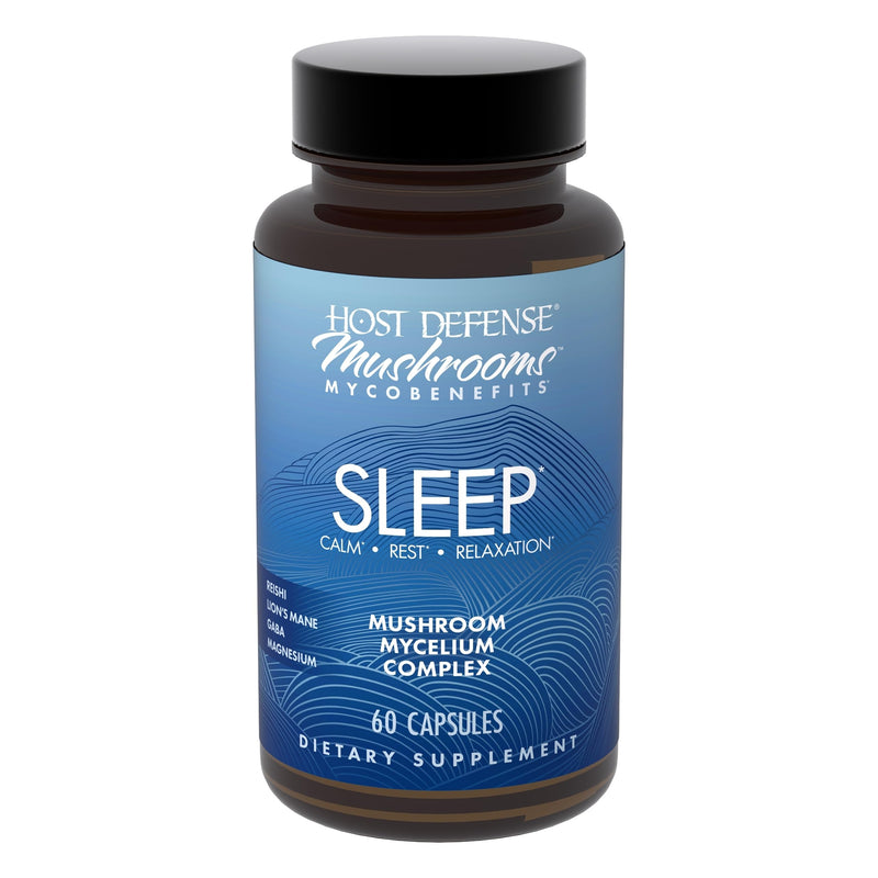 Host Defense MycoBenefits Sleep*, Rest Support, 60 Capsules | Healthy Sleep Quality, Calming Supplement with Magnesium, Lion's Mane and GABA, Aids Balanced Rest Cycles, 30 Servings