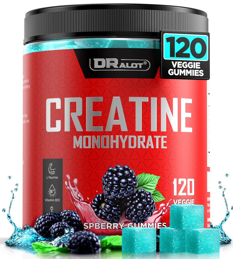 99.99% Creatine Monohydrate Gummies More 15% Strength, 5X Energy & Muscle Support Pre-Workout Complex Creatine for Women & Men with 5000mg Creatine, L-Taurine, B12, Mg and K, Vegan Blue Raspberry 120 Count (Pack of 1)