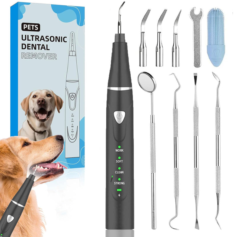 Plaque Remover for Teeth, Pet Ultrasonic Cleaner, Dog Plaque and Tartar Remover with LED Light, Dog Teeth Cleaning Dental Care Kit for Tartar and Stains, Suitable for Dogs and Cats (Black) Black - BeesActive Australia